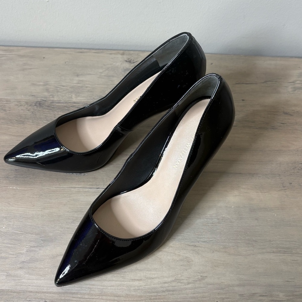 Stuart Weitzman New Leigh 95 Patent Leather Pumps Heels Black Women’s Size 5 - Picture 6 of 10